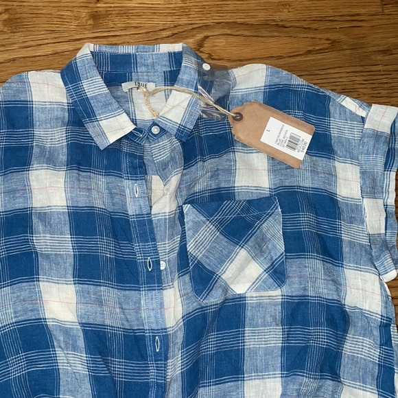True Craft NWT large woven plaid shirt button fron - Picture 3 of 7